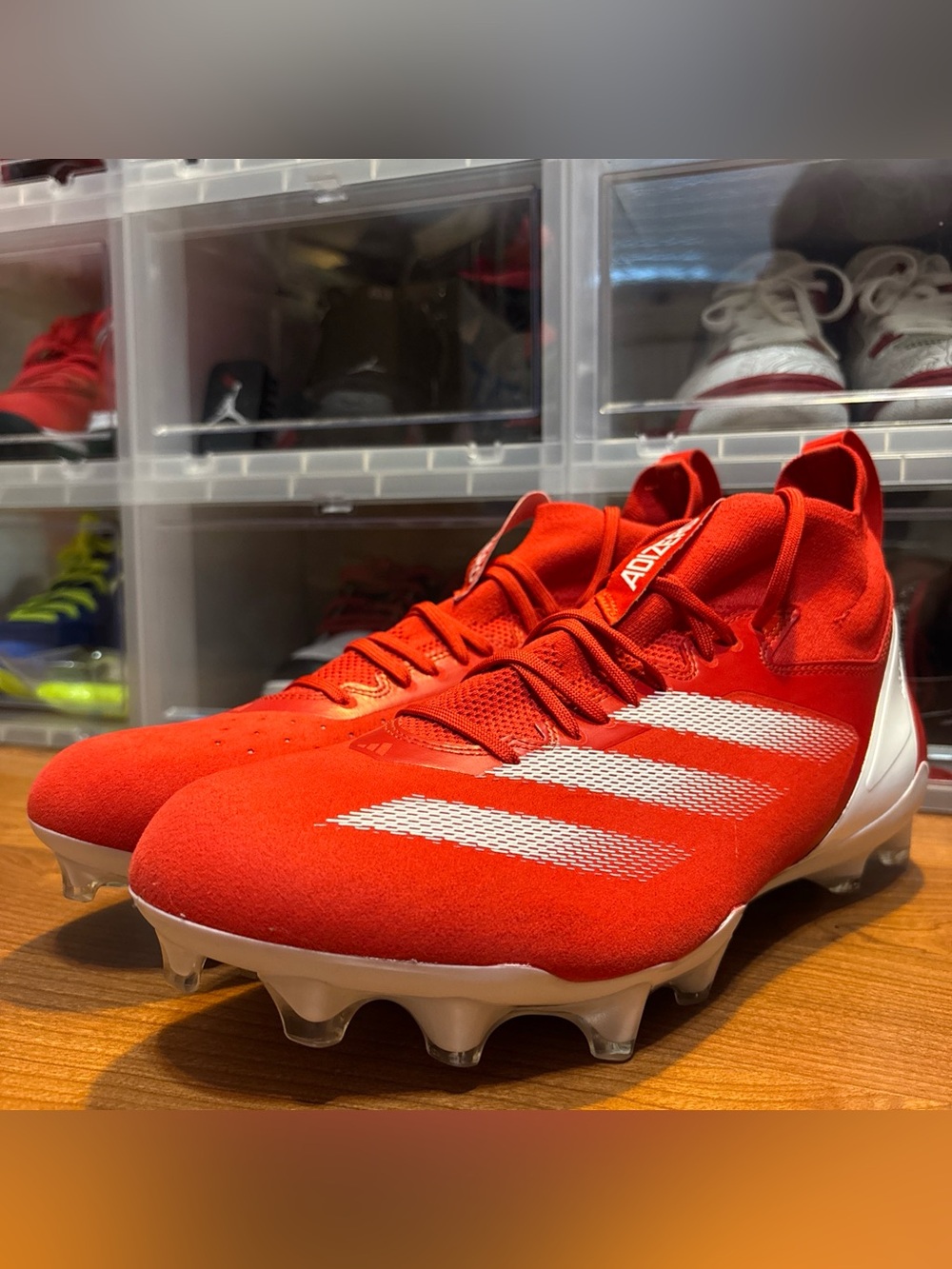 Adidas SM adizero Impact + IH7457 Red/White Football Cleats Mens Sz 15 NWOB